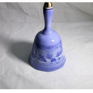 Vintage Currier & Ives Blue Copenhagen Bell A Home in the Wilderness 5”